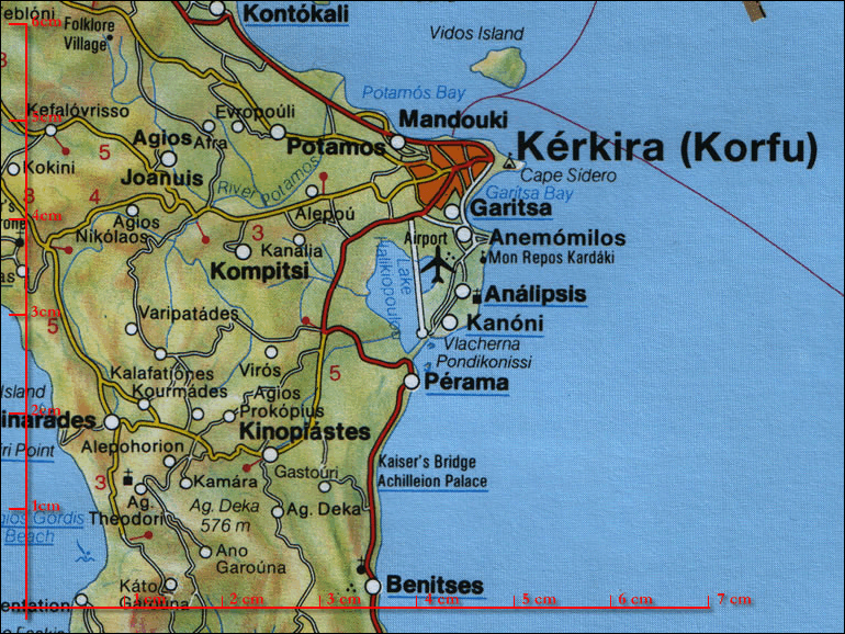 Kartenausschnitt der Urlaubskarte Korfu