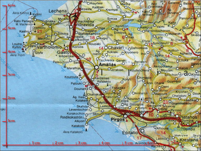 Kartenausschnitt der Urlaubskarte Peloponnes